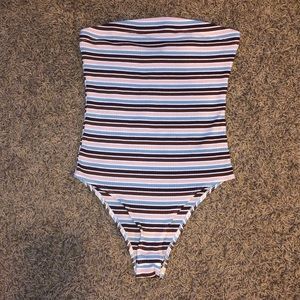Multicolored striped body suit